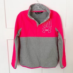 Under Armour popover cold gear bright pink and gray youth XL